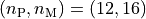 (n_\mathrm{P}, n_\mathrm{M})=(12, 16)